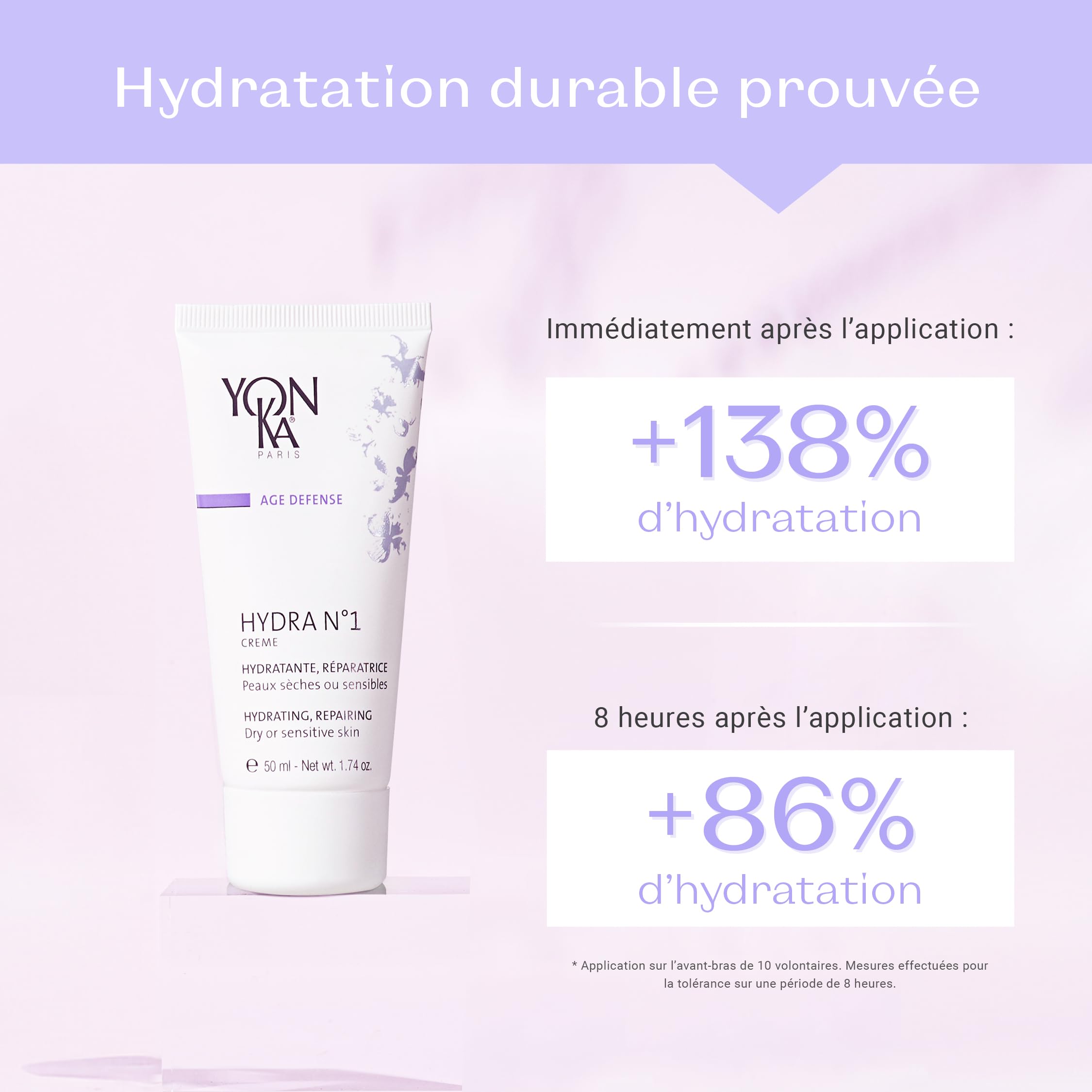 Yonka Hydra N°1 Crème 50ml - Hydratation Intense - Réparatrice, Régénérante et Anti-Rides - Texture Gel-Crème - Jojoba et Aloe Vera - Senteur Rose & Jasmin