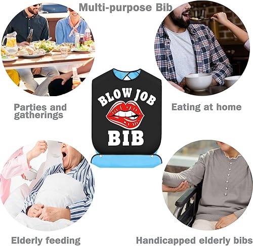 Miniatura 5 de BWWKTOP Babero para adultos con recogedor de migas, bromas de mordaza, babero de despedida de soltera, regalo de fiesta, comedor, comer, protectores