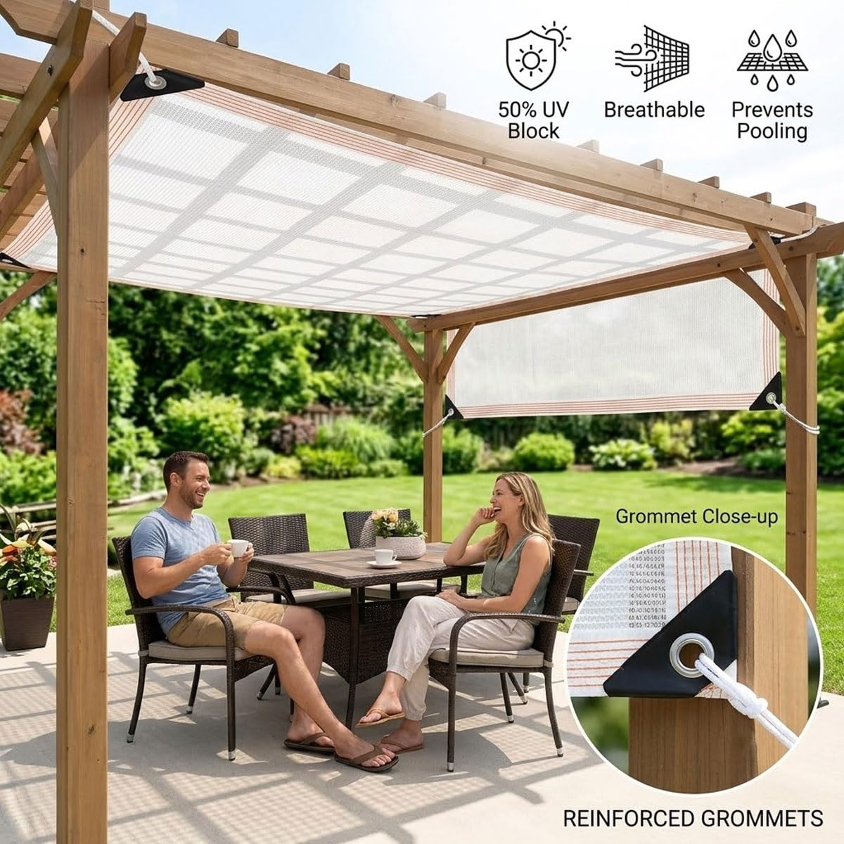 Bianco Telo Ombreggiante Esterno h 1m-10m 50% Rete Ombreggiante con Occhielli Traspirante Vela da Sole per Orto Balcone Giardino Piante Resistente ai Raggi Uv Parasole Rete Antigrandine(6x4m)