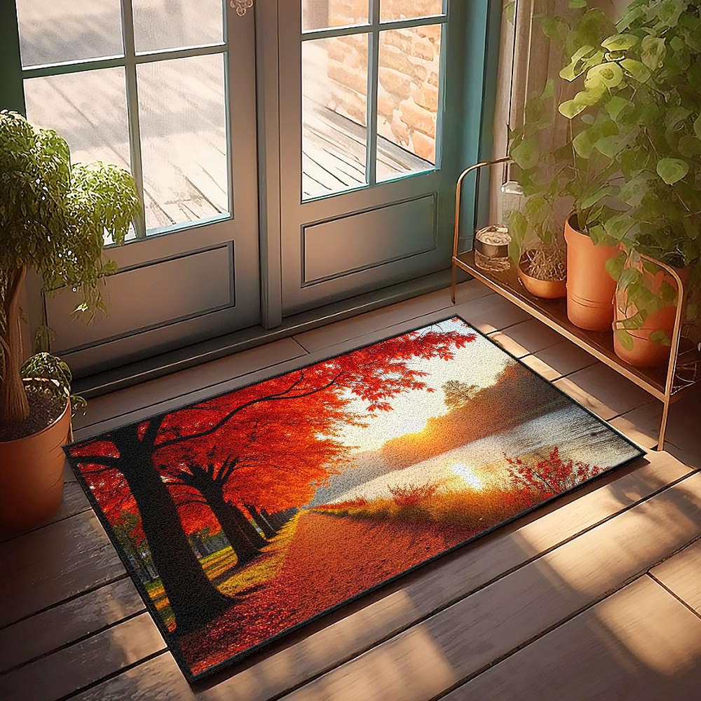 Paillasson d'intérieur antipoussière tapis entrée feuilles d'automne 65x90
