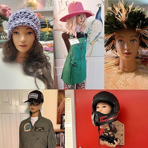 Miniatura 6 de Hairway Maniquí profesional de entrenamiento de cosmetología femenina, cabeza de maniquí calva para hacer y exhibir pelucas, con pasadores en T