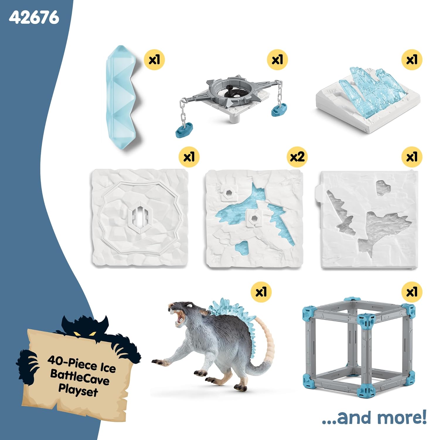 Schleich Eldrador Creatures - 40 PC Ice Battle Cave with Rat Toy Playset - Frozen Rodent Figurine for Boys and Girls with Expandable Fortress - Interactive, Imaginative Play for Kids Ages 7+ | 42677