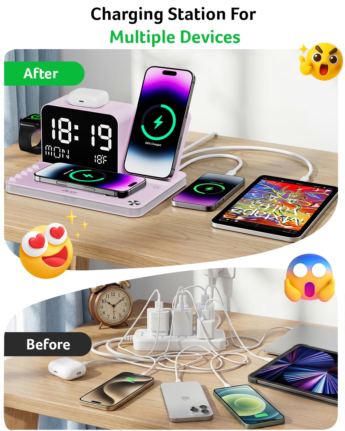 Acer Station de charge sans fil S1, 7 en 1, station de charge sans fil, violet, 215 x 160 x 107 mm, 515 g