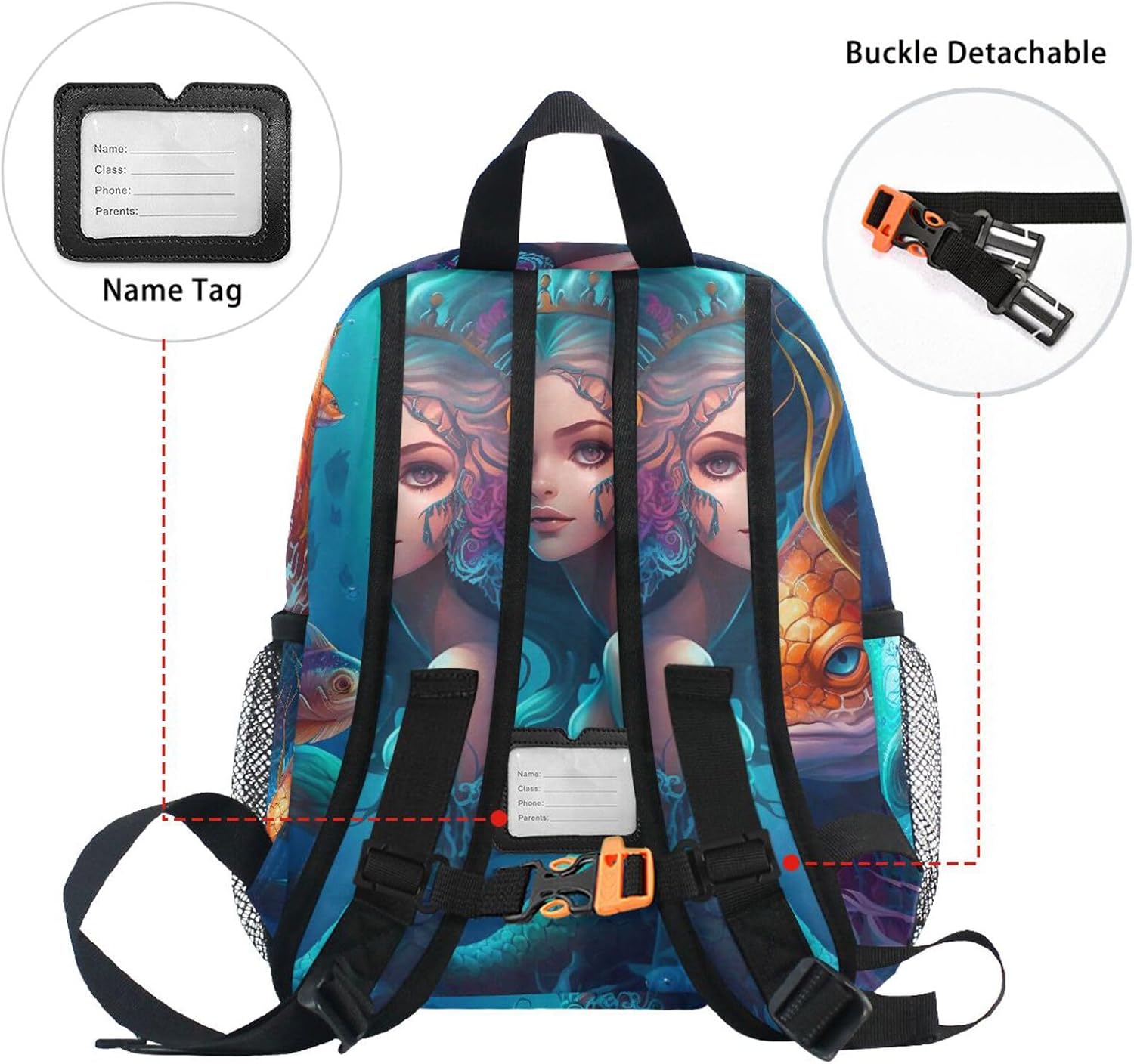 Anime Mermaid Fish Backpack for Toddler Boys Girls Kids School Backpack image 5