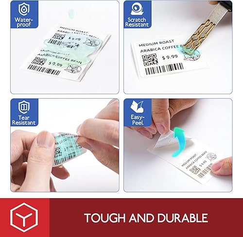 Miniatura 4 de 3 x 180 piezas Phomemo Labels Circle Series, transparentes, 1.57 pulgadas (1.575 in, diámetro) M110M220M221M120M200, etiquetas transparentes,
