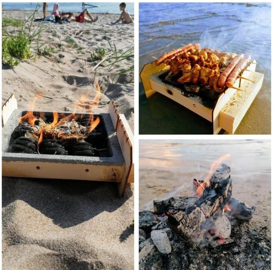 Deals Barbecue monouso a Carbone (Incluso) Portatile Ecologico completamente realizzato con Materiali Naturali Pronto per l’Uso in 5 min. Utilizzabile 2 Ore Biodegradabile
