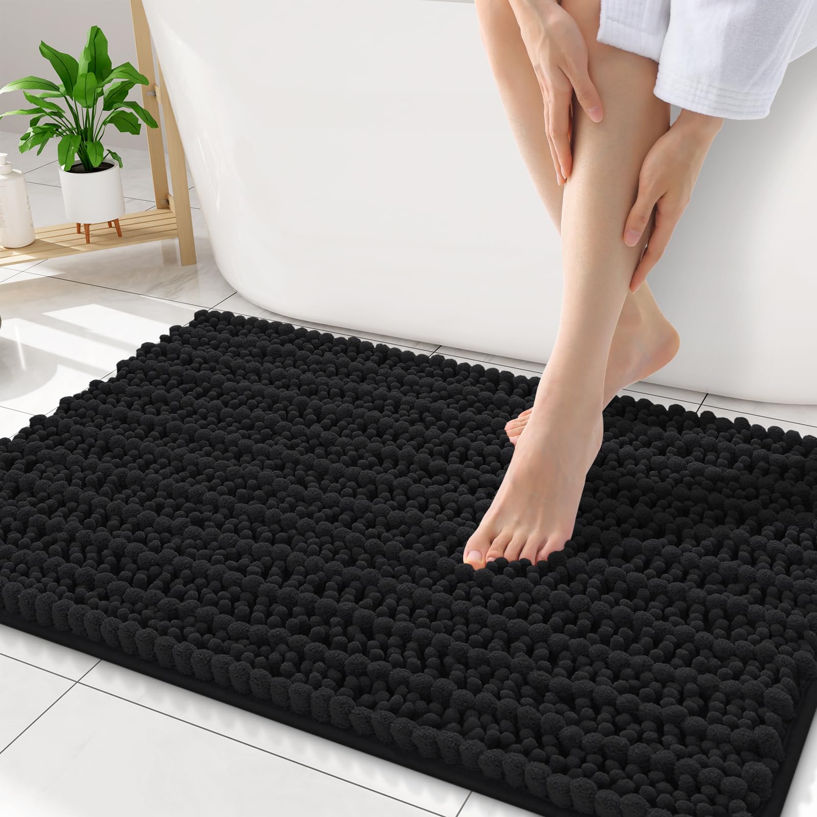 Smiry Bathroom Rugs 32X20, Extra Soft Rubber Backing Chenille Bath Mats