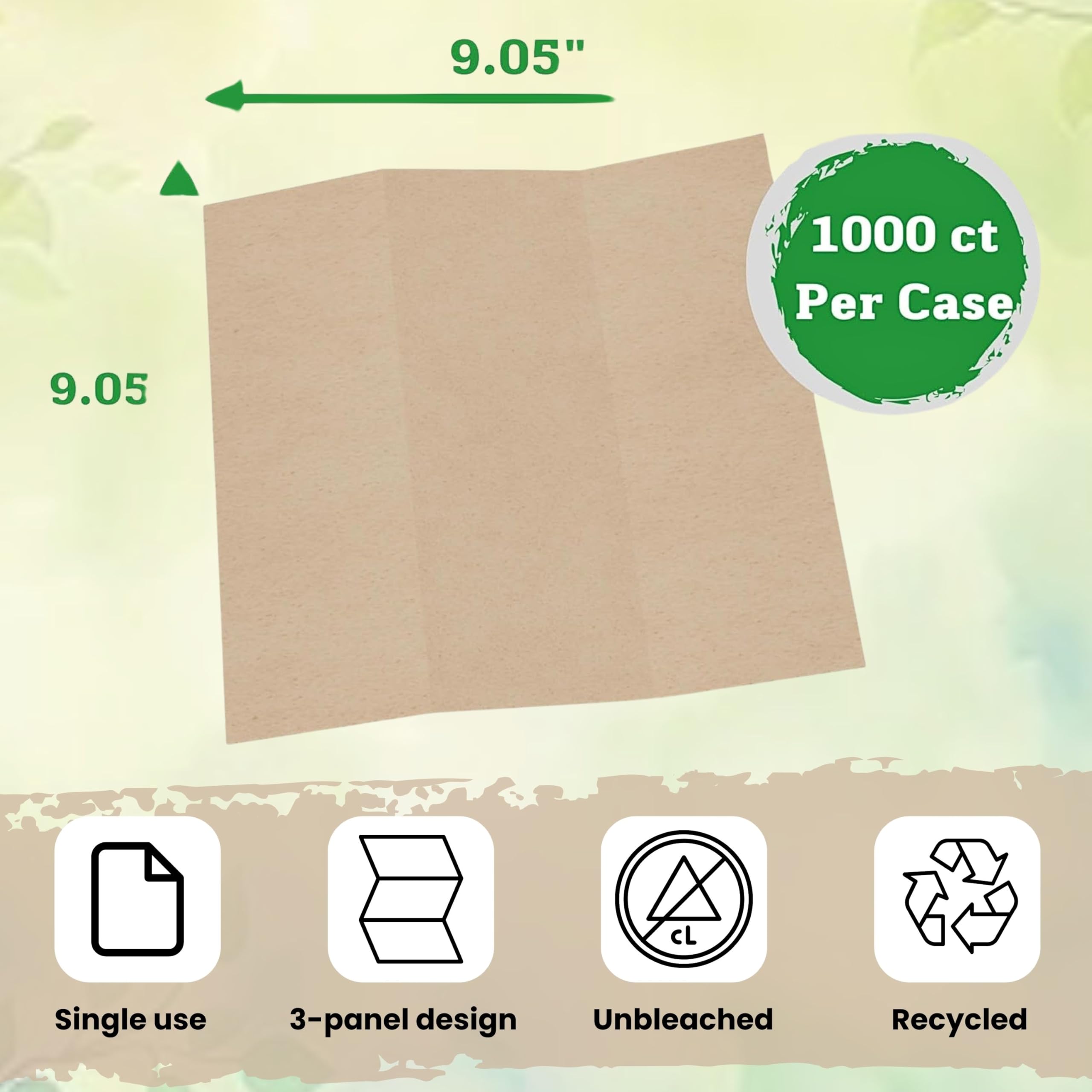 Toallas de papel marrón sin blanquear plegadas en Z, 1000 unidades, 100% residuos postconsumo, toallas de papel multipliegue a granel, recambios de toallas de papel recicladas totalmente naturales,