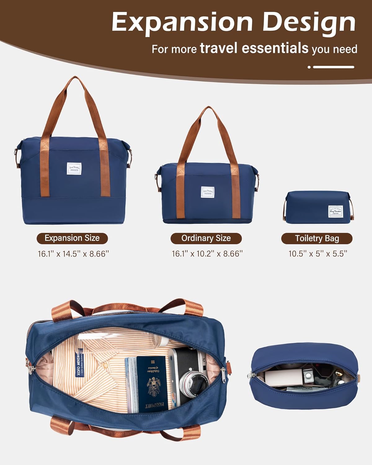 LONG VACATION Carry On Luggage Sets 3 Piece 20 Inch Suitcase Set, ABS+PC Hardshell Lightweight Travel Luggage with Spinner Wheels & YKK Zipper TSA Lock (NAVY, 20 Inch) - Image 10