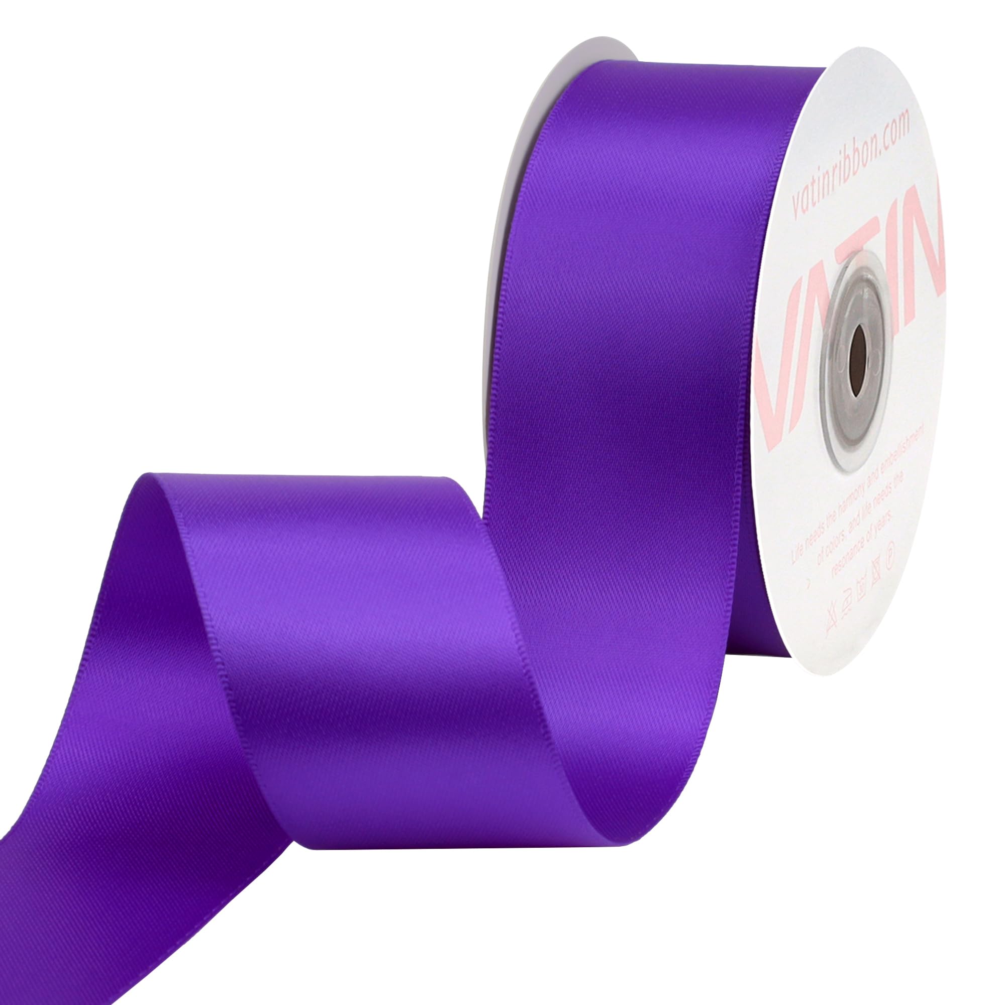 VATIN Double Face Purple Satin Ribbon 38mm Continuous 22m,Purple Polyester Fabric Ribbon use for Bows Bouquet Gift Wrapping