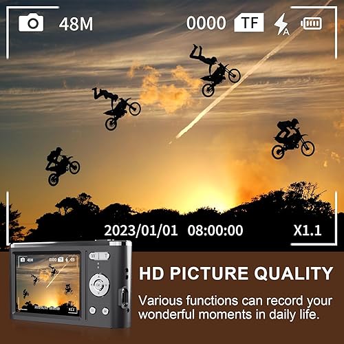 Miniatura 4 de Cámara digital 4K para fotografía, cámara de vlogging de 48MP con tarjeta SD, cámara compacta de pantalla abatible de 2.8 pulgadas con flash, cámara