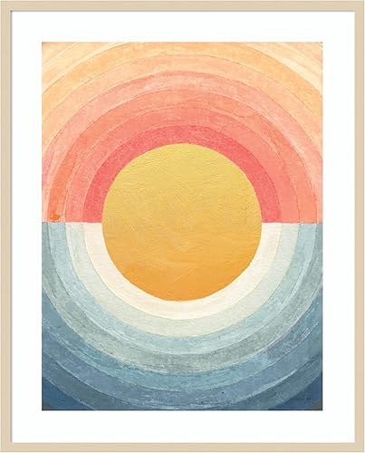 Amanti Art Framed Wall Art Print 41x33 Retro Vibes Abstract Sun by Danhui Nai, Abstract Wall Art, Mid Century Modern Decor, X-Large Poster Painting
