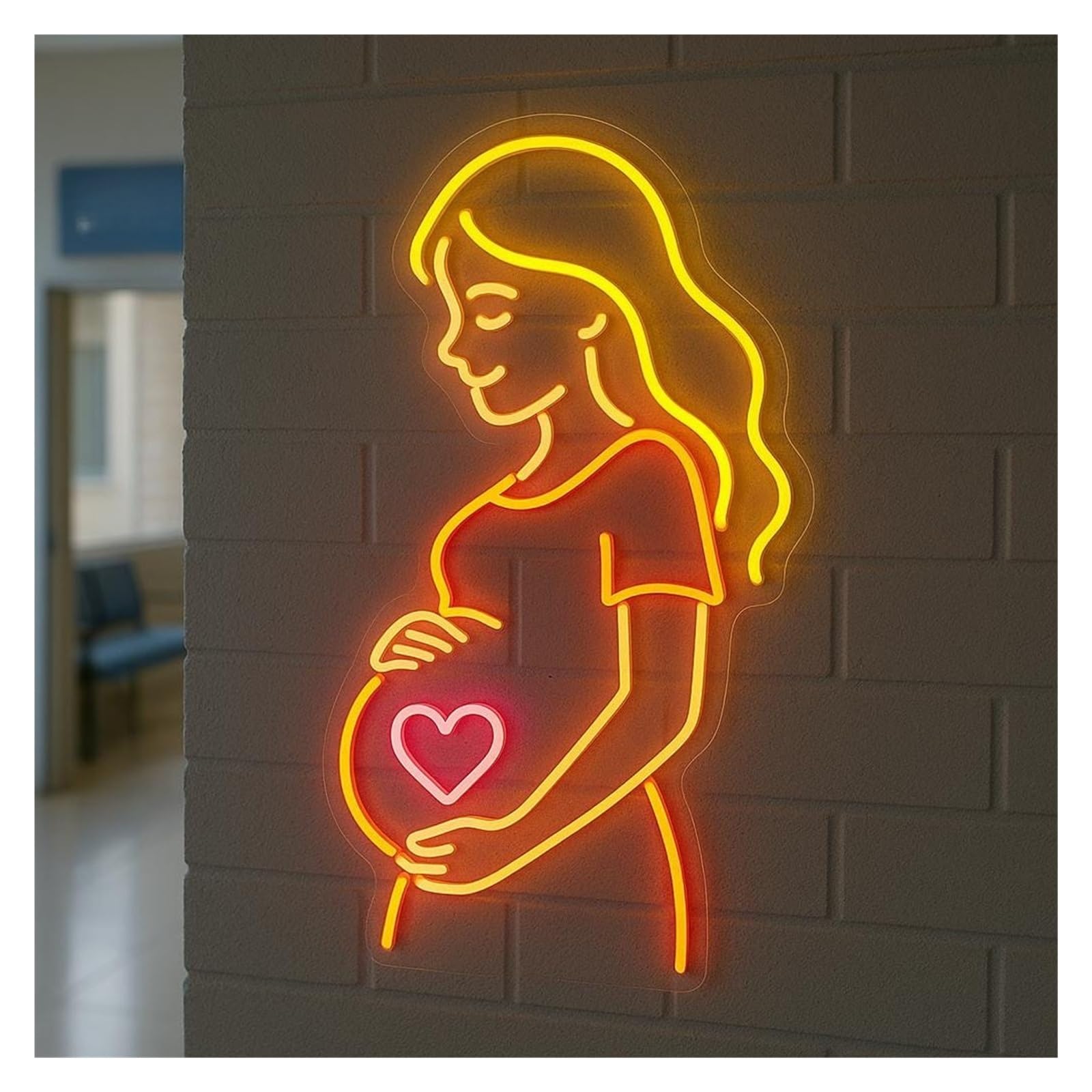 Shouxi Women's C Sign Lamp Pregnant Woman Neon Sign Body For Bedroom Livingroom Birthday Party 58Cm