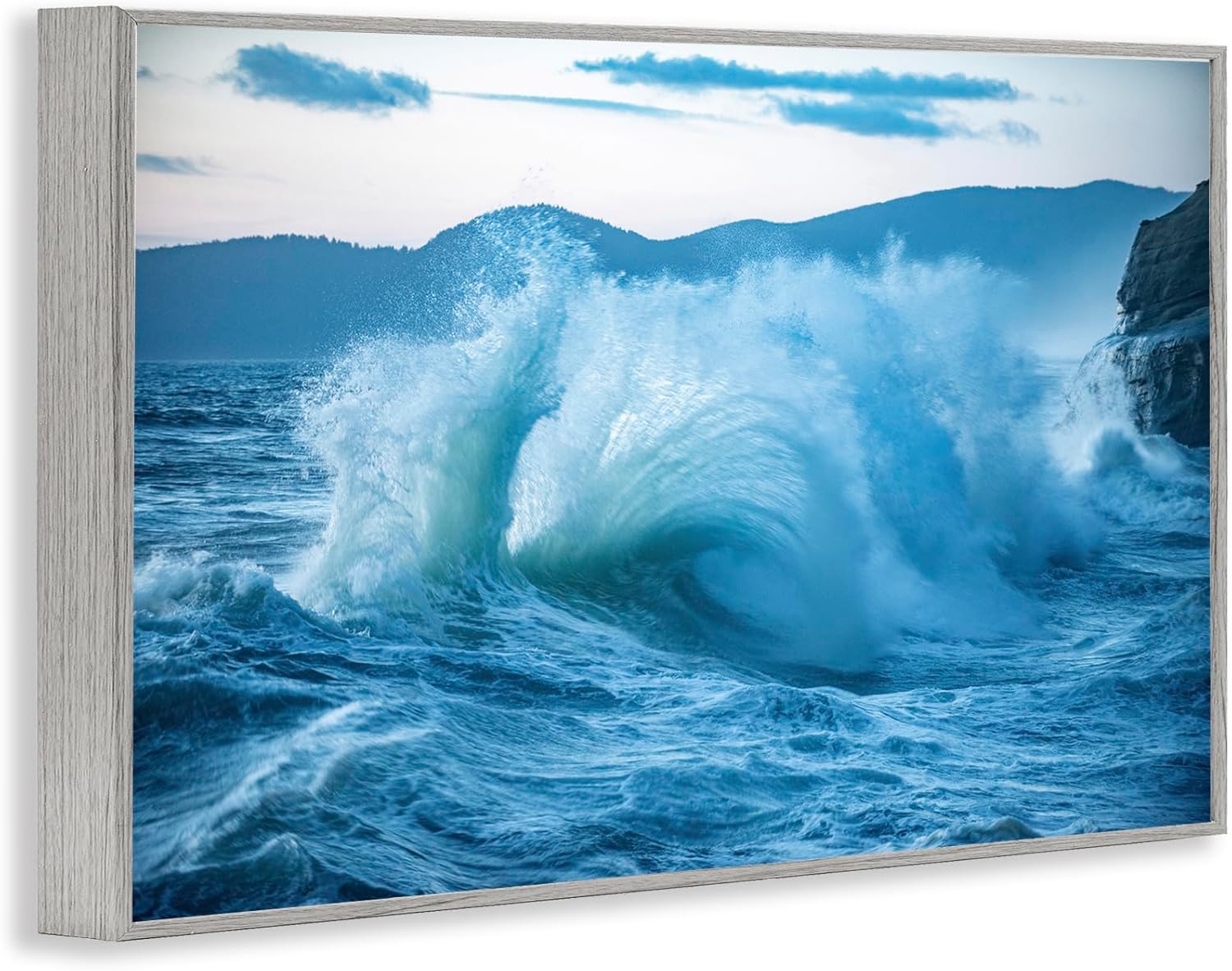 Stupell Industries Rolling Tsunami Wave Framed Giclee Wall Art Design by GS Photo, Gray Framed, 18 x 12