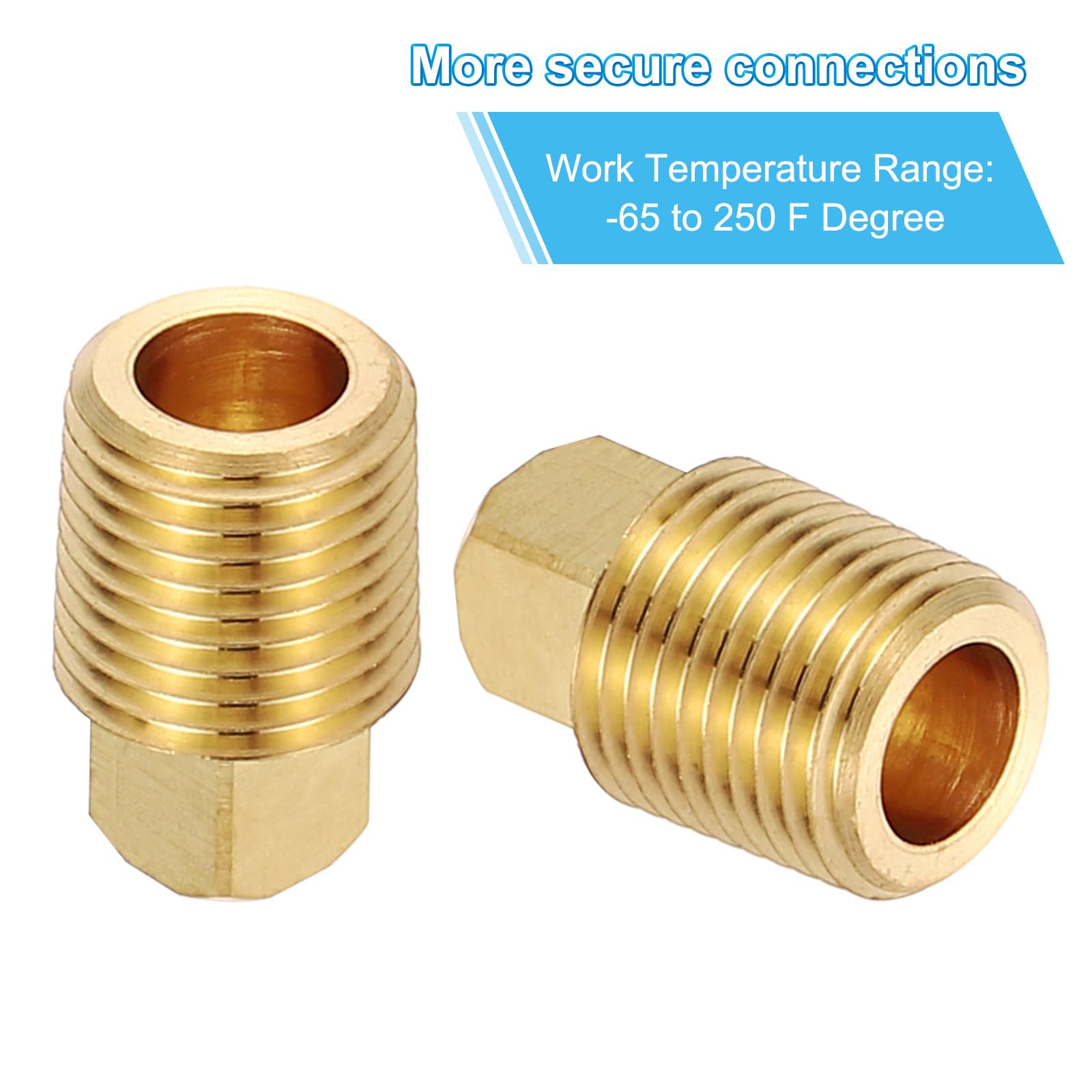 PATIKIL NPT Maschio Ottone Quadrato Raccordi, 50Pz Ottone Spina Quadrata Testa Raccordi Tubazione Chiusura Estremità Per Barca, Scarico Spina, Gas, Rigo Carburante.
