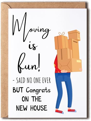 OystersPearl Moving Is Fun Said No One Ever - Tarjeta divertida para el nuevo propietario de una casa - Tarjeta divertida de casa nueva - Tarjeta de