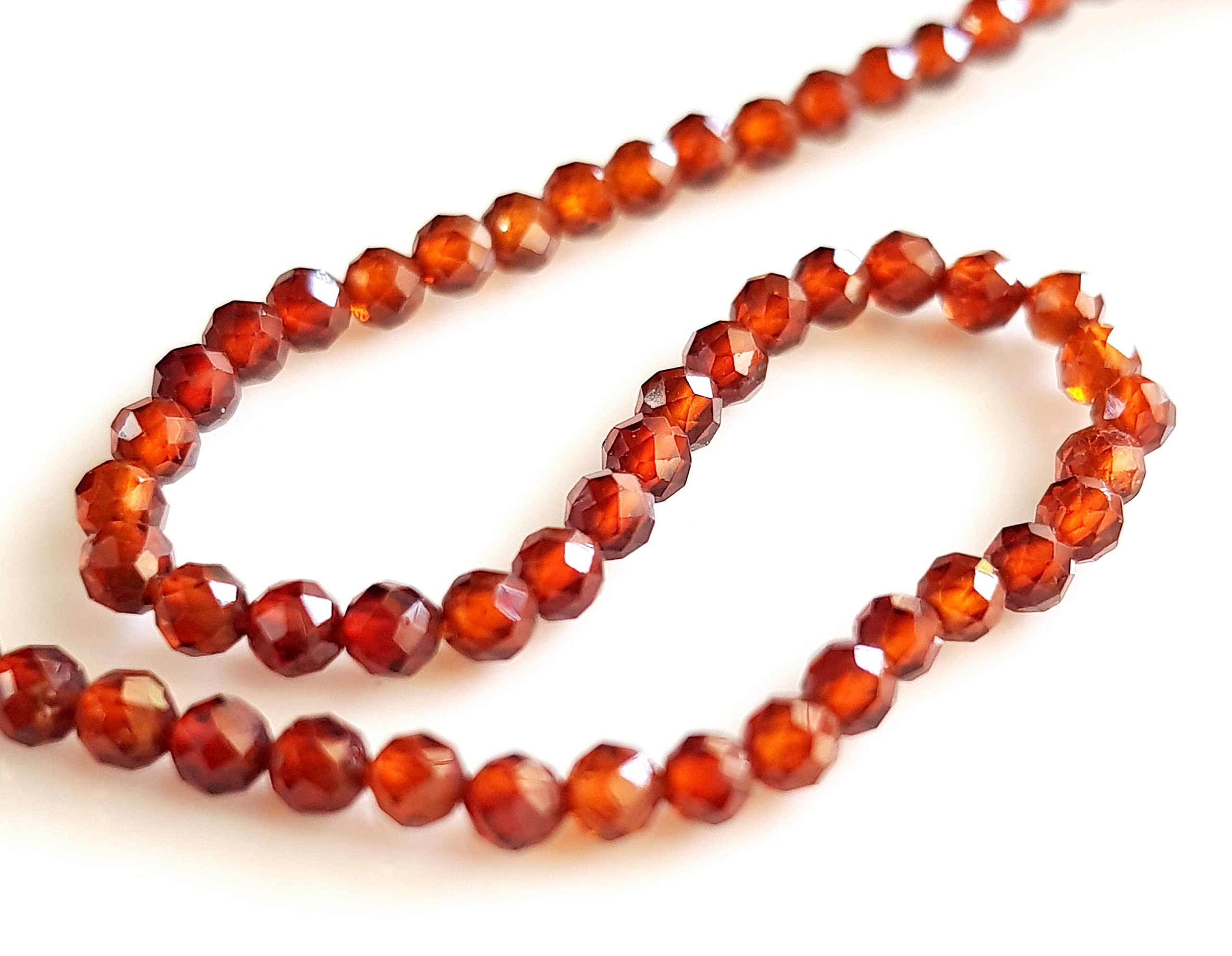 Rare Gemstone3 Strand Hessonite Gemstone Faceted Beads | Natural/Genuine Gemstone Micro Faceted Beads Jewelry Making 12 Inch Size - 2 MM [MSKU 17]