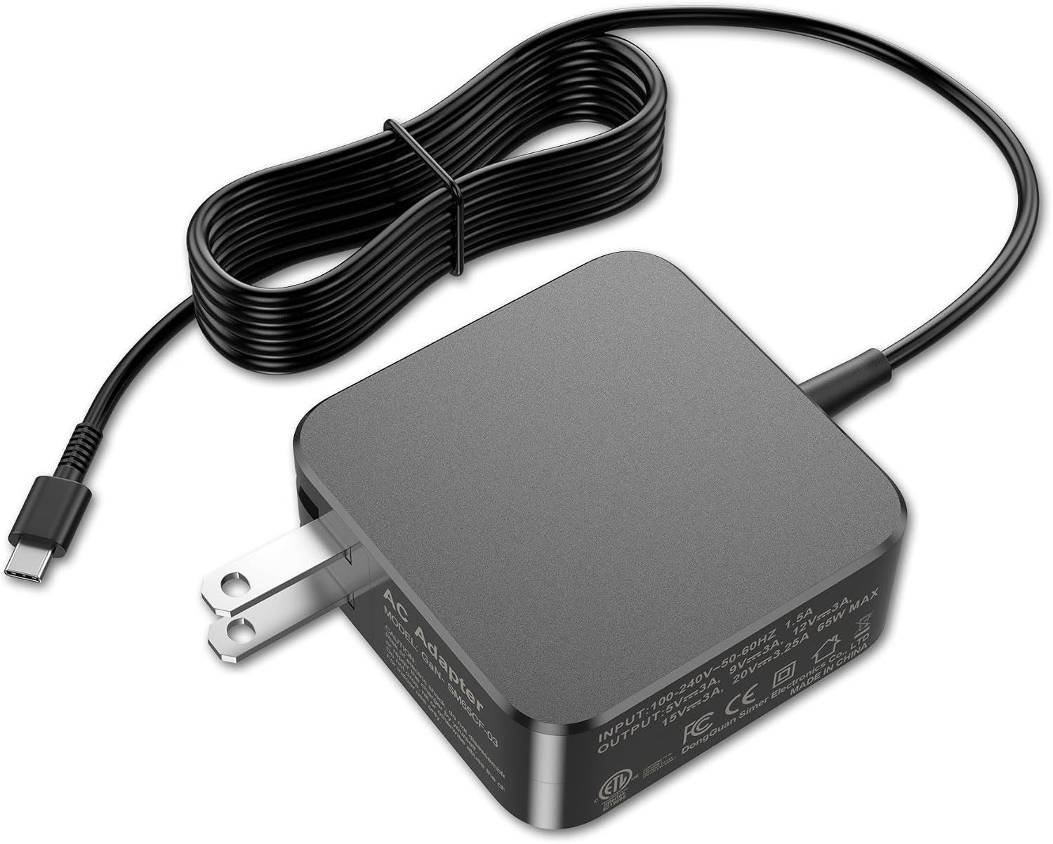 Universal 65W USB C Laptop Charger Compatible with Lenovo,HP, Dell, Acer, Asus, Samsung, Google and More, for Office, School, and Family