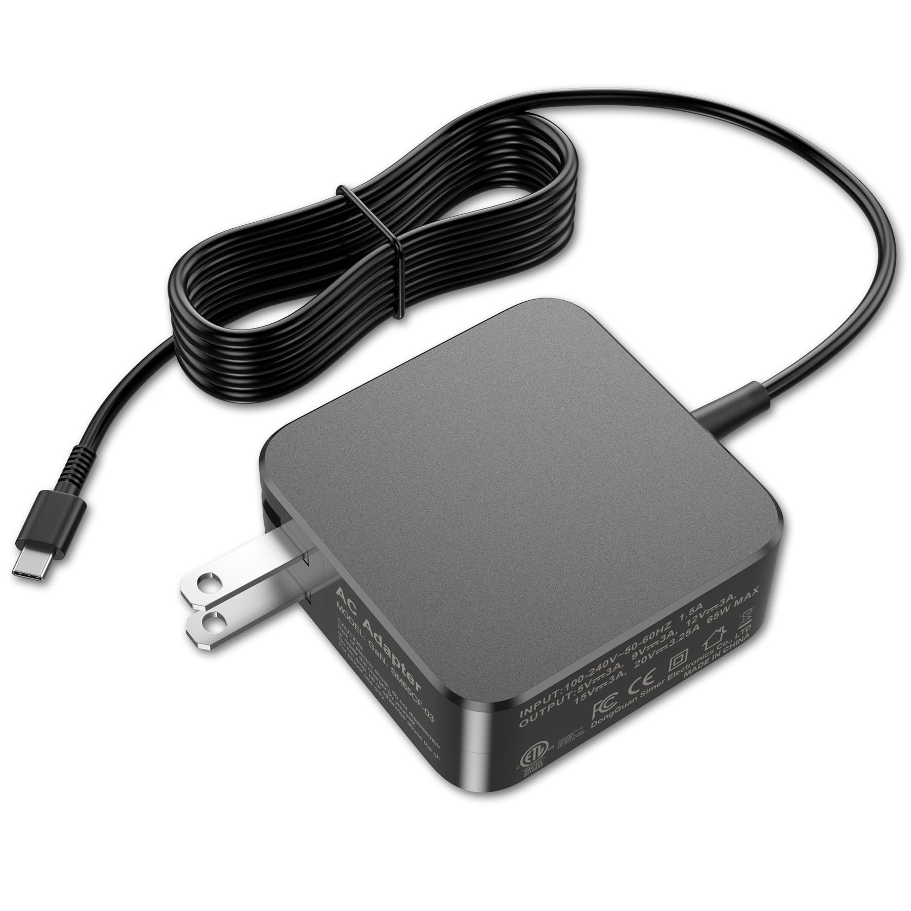65W USB C Laptop Charger Compatible with MacBook Pro/Air, Dell Latitude/XPS, HP Spectre/Envy, Lenovo ThinkPad/Yoga, ASUS ZenBook, Samsung Galaxy, Chromebook and Smartphones, Power Adapter