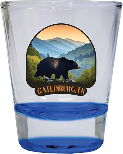 R and R Imports Gatlinburg Tennessee Souvenir - Vaso de chupito redondo de 1.5 onzas, color negro B