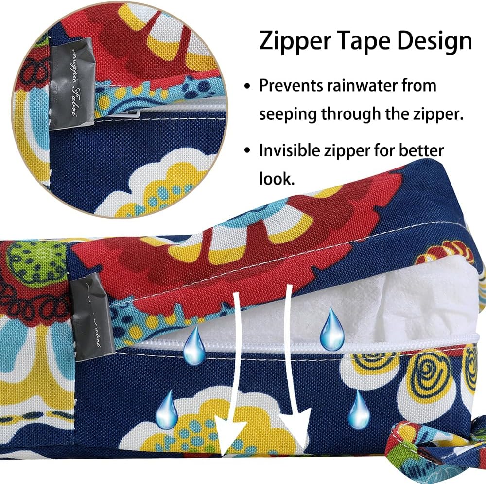 Magpie Fabrics Patio Bench Cushion Cover 48x18x3 Inch, NO Insert! Water&Fade Resistant Outdoor Loveseat Replacement Cover with Zipper (Floral Navy)