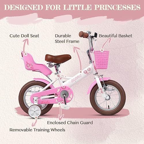 Miniatura 2 de Glerc Sasha - Bicicleta para niñas de 12 a 20 pulgadas para niños de 2 a 13 años, bicicleta para niños con asiento de muñeca, cesta y ruedas de