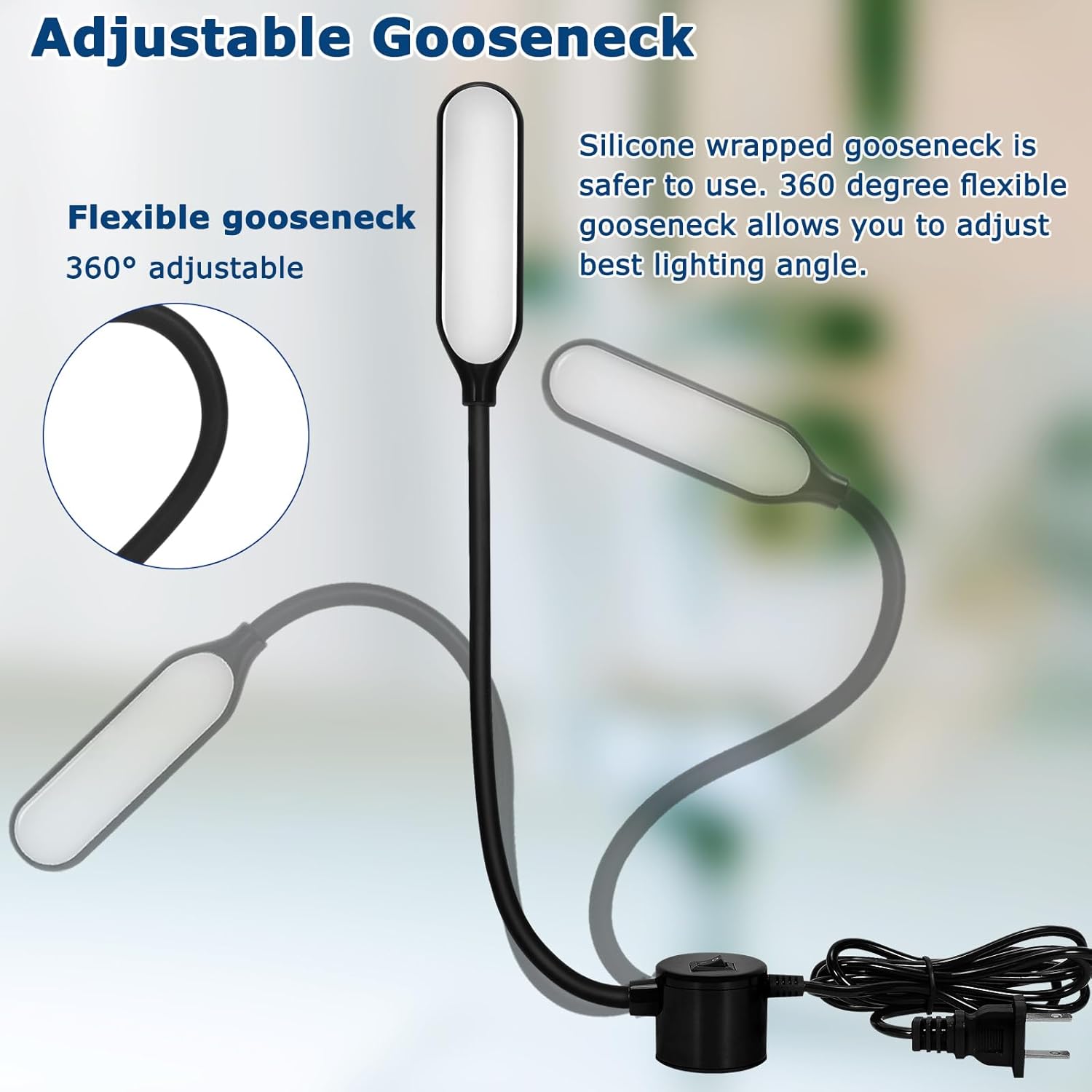 HengBo Sewing Machine Light, 30 Led Flexible Gooseneck Work Light with Magnetic Mounting Base, 6000K Daylight Workbench Lamp for Lathes, Drill Presses, 3D Printer - Black