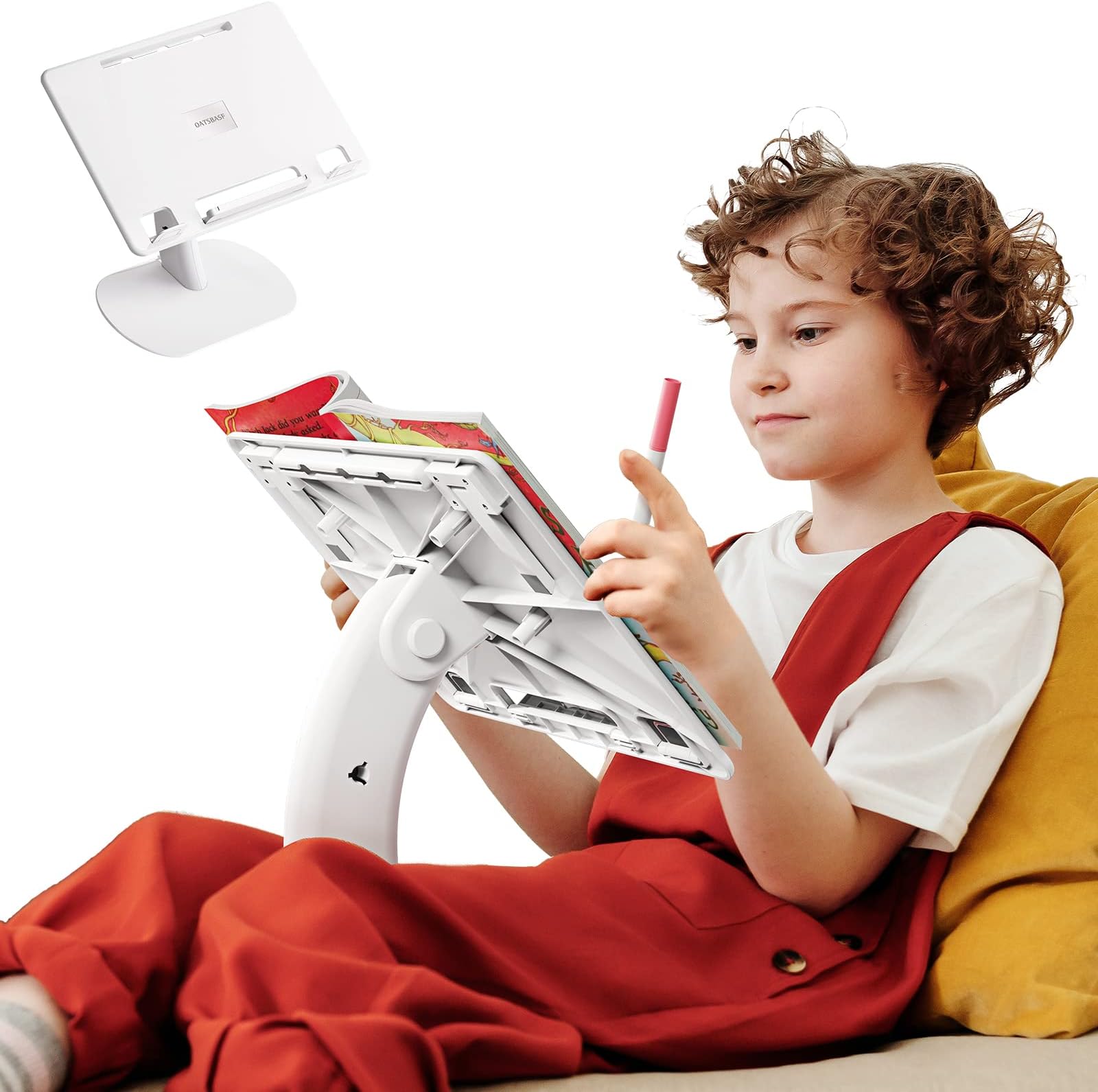 Book Seat Hands-Free Tablet & IPad Holder Cushion - Multicolored, 27x37 Cm, Micro Suede