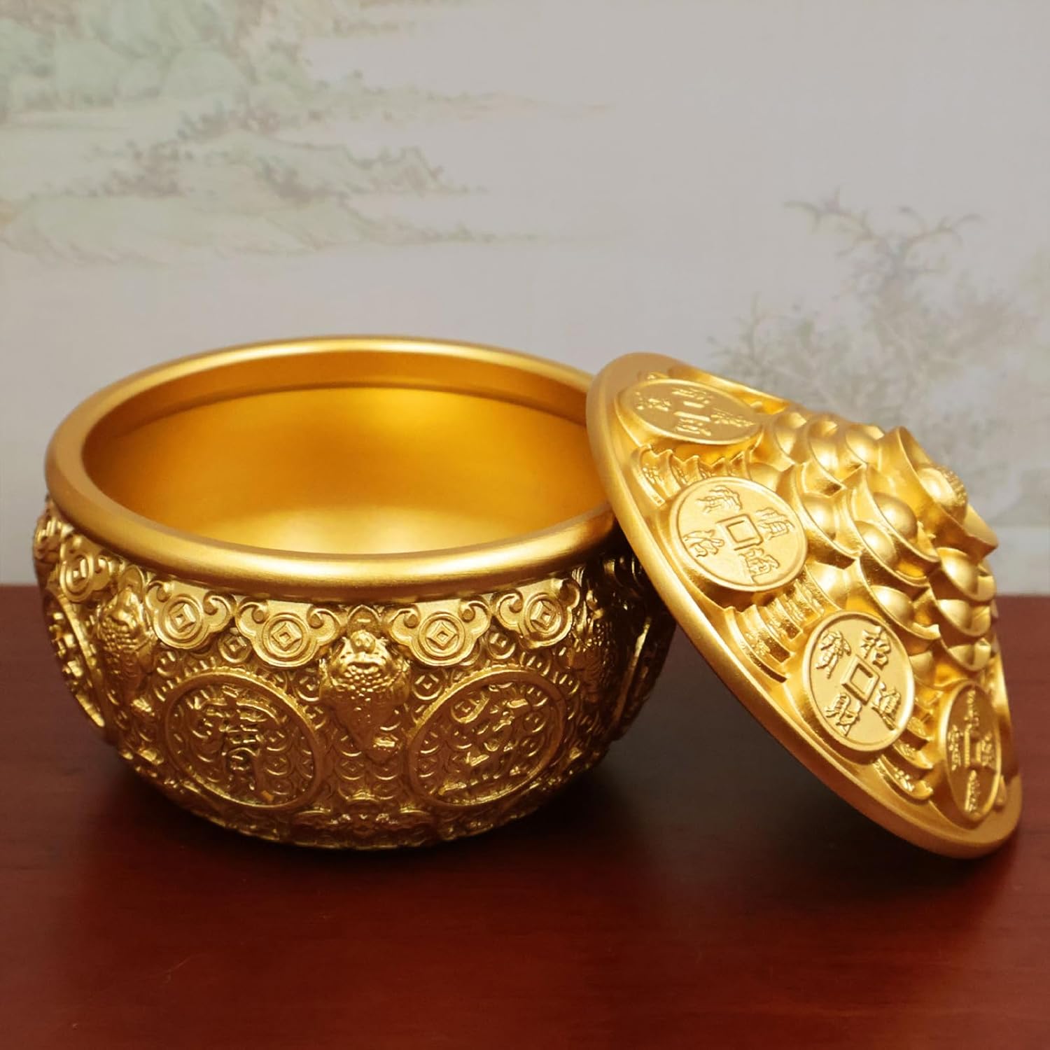 Antiqued Brass Incenses Burners Censers with Lid for Home Decors and Fortunes Prosperity Wealth