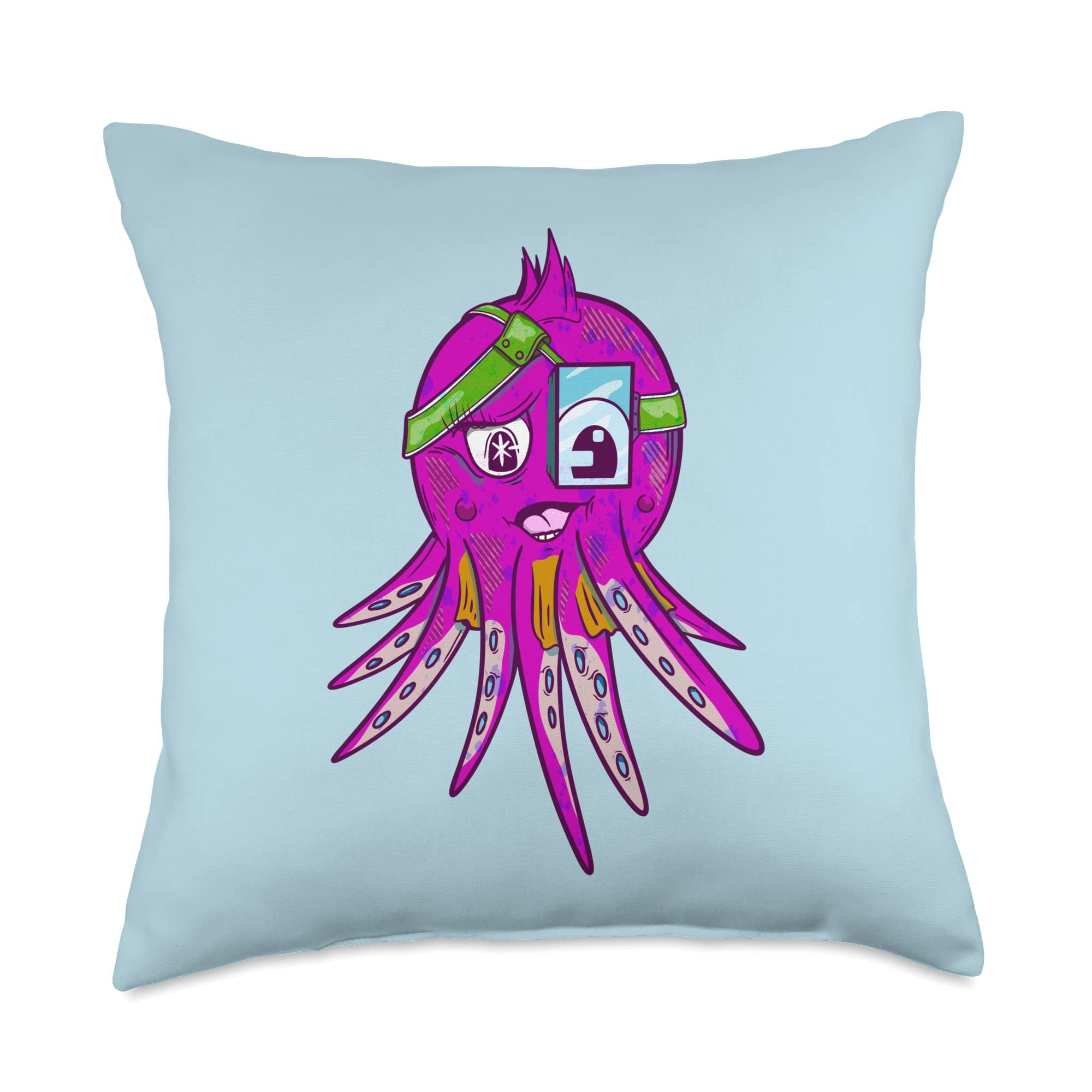 Mailboxdisco Cute Octopus Throw Pillow, 18x18, Multicolor