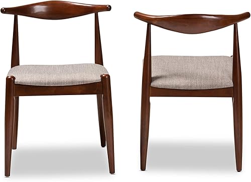 Miniatura 4 de Baxton Studio Sillas de comedor, tamaño único, gris claro/nogal