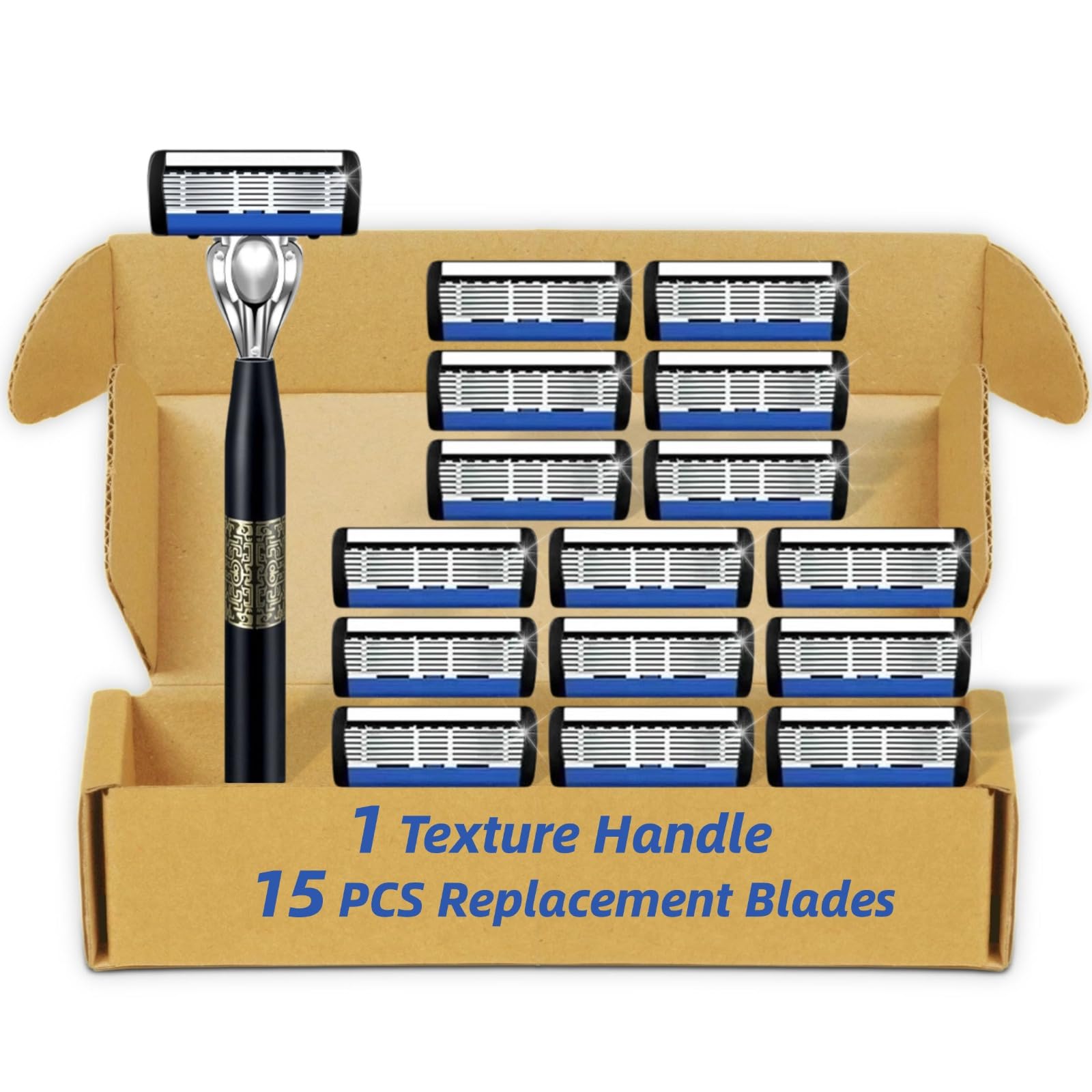 7-Blade Razor for Men, Men's Manual Refill Cartridges Razors Kit, Dual Lubrication Precision Beard Trimmer, Safety Men's Shaving Essentials Kit for