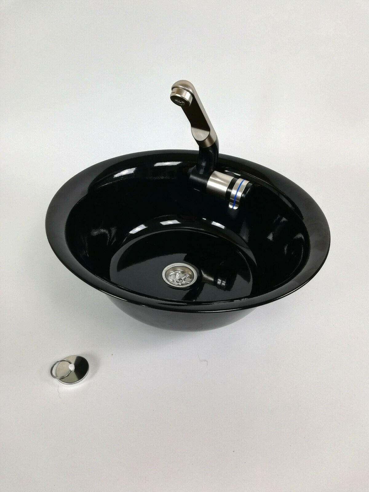 12V Wasseranlage Campingküche Bausatz Spüle Design Schwarz 32cm (320mm) Integriert + Wasserhahn kanister 19 Liter, Camperausbau Bulli küche Reiseküche T2 T3 T4 T5 T6 Vito (ad-ideen)