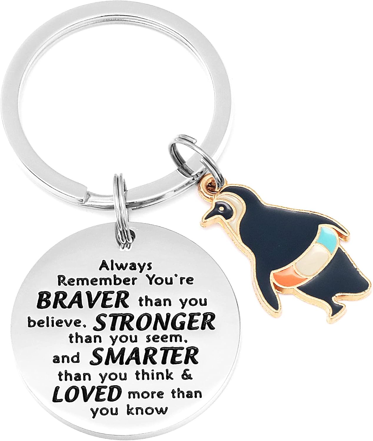 Penguin Keychain Gifts Uplifting Penguins Gift for Penguin Lovers You are Braver Stronger Smarter Than You Think Keychains Penguin Keychain