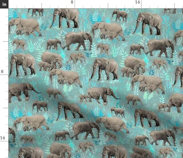 Elephant Cotton Fabric by The Yard