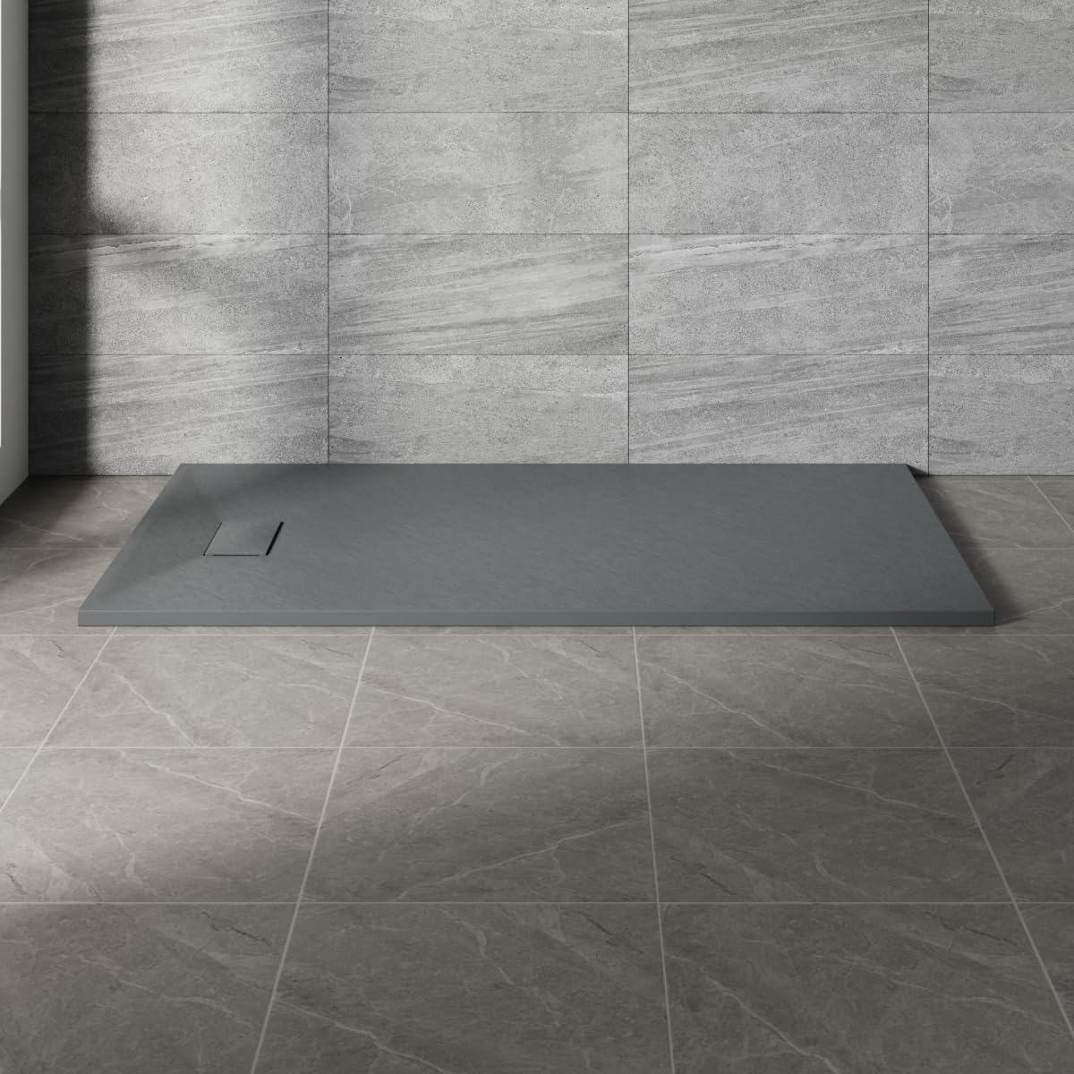 Nrg Anthracite 1600X900mm Smc Rectangle Shower Tray Slip-Resistance Bathroom Shower Enclosure Base Tray