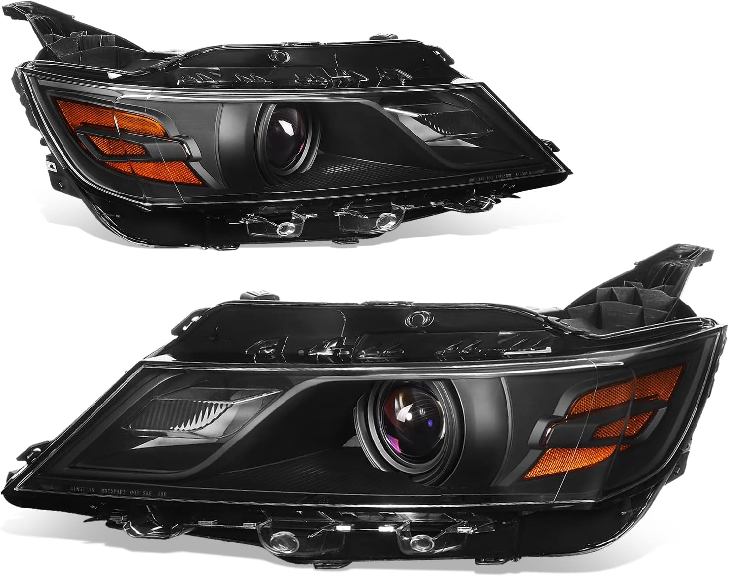 Auto Dynasty Headlights Assembly Compatible with 2014-2020 Chevrolet Impala, Driver and Passenger Side Halogen Headlamps Replacement, Black Housing Amber Corner