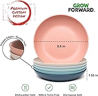 Vista 48 de Grow Forward Tazones de paja de trigo prémium para pasta, 30 onzas, irrompibles, anchos y poco profundos, juego de 6 cuencos de plástico