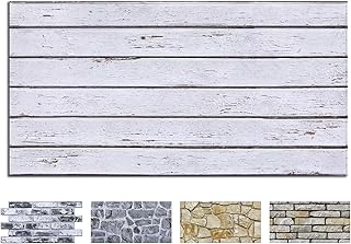 COMSTICKC 3D Faux Wood Wall Panel Peel and Stick,12 pcs of 22.8" x 11.8", DIY Lightweight PVC White Wood Textured Self Adhesive Wall Panels Wallpaper,Paintable,Covers 22.48 sq.ft