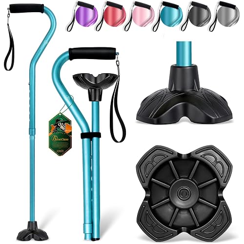 BeneCane Walking Cane Adjustable Cane with Offset Soft Cushioned Handle for Men & Women Lightweight Comfortable Extra Stability Base Mobility Aid for Men Women and Seniors