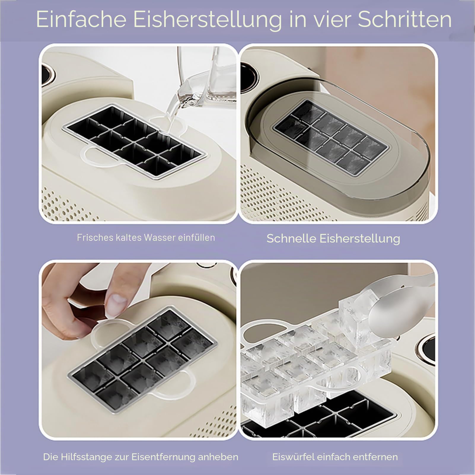 Camping-Eismaschine mit Schnellgefrieren – tragbar for den Heim-/Bürogebrauch, energieeffizienter 120-W-Motor, leichtes Design, problemlose Reinigung(Beige)