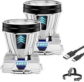Super Bright Rechargeable High Power Headlamp, Powerful High-Performance Headlamp, Head Lamps LED Rechargeable Super Bright, Head Lights for Forehead Battery Powered