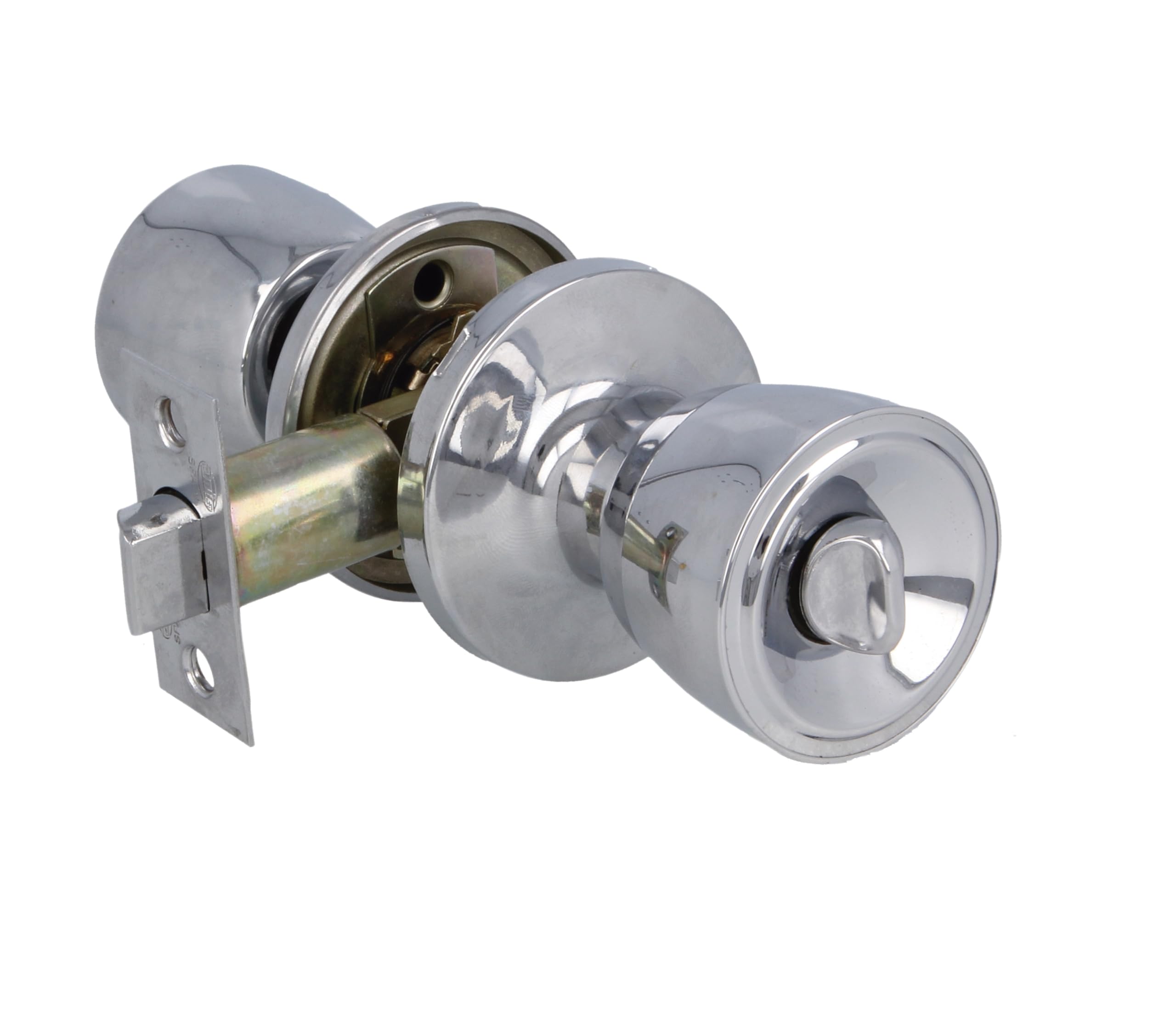 Amig Shiny Chrome Brass Mod. 602 - Set Of Knobs | | 18.5 X 8 Cm | Includes Door Knob | Private Function | External Emergency Device And Internal Lock | Door From 35-45 Mm
