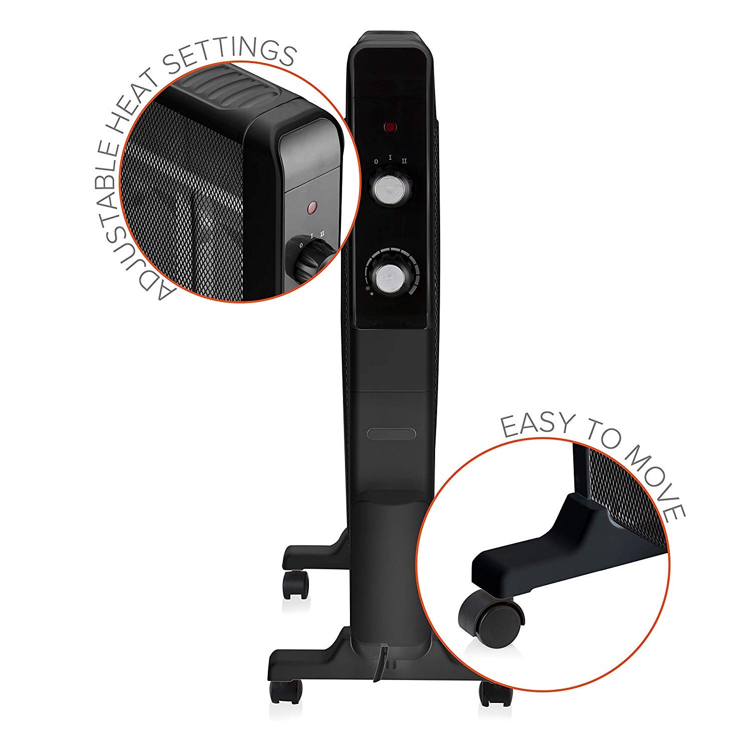 Warmlite WL43009 Portable Electric Oil Free Mica Radiator with Adjustable  Thermostat, Overheat and Anti Frost Protection, 2 Heat Settings 1000-1500  W, Black : Amazon.co.uk: Home u0026 Kitchen