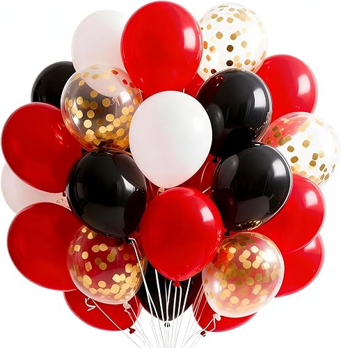 Miniatura 24 de PartyWoo Globos Negros y Dorados 66 piezas 12 Pulgadas Negro Mate Blanco Cromado Dorado Metálico Globos de Confeti para Graduación Baby Shower