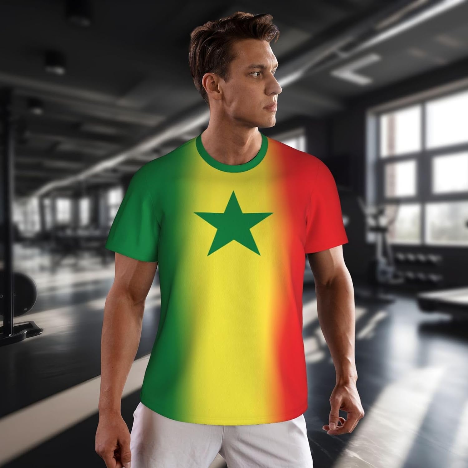 Jersey Mesh T-Shirt Senegal Flag Gradient Color 3D Print for Running Cycling Soccer Tennis Fitness Sports