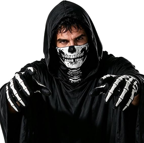Halloween Skeleton Costumes Accessories Skeleton Mask and Gloves Set Adults