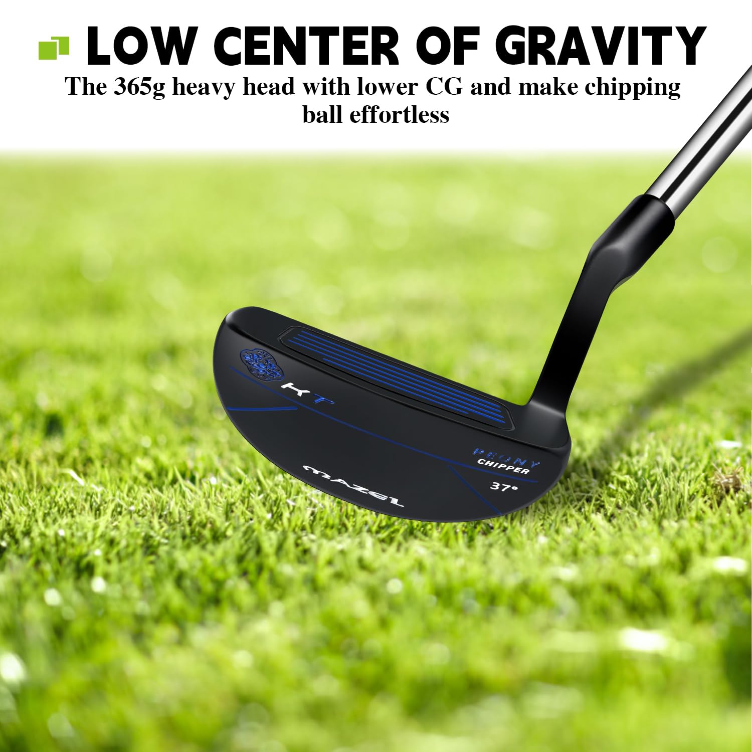 MAZEL Chipper - Palo de golf para hombres y mujeres, 37 grados, 72 grados, cuña de lanzamiento de acero inoxidable de 35 pulgadas para control de juego corto