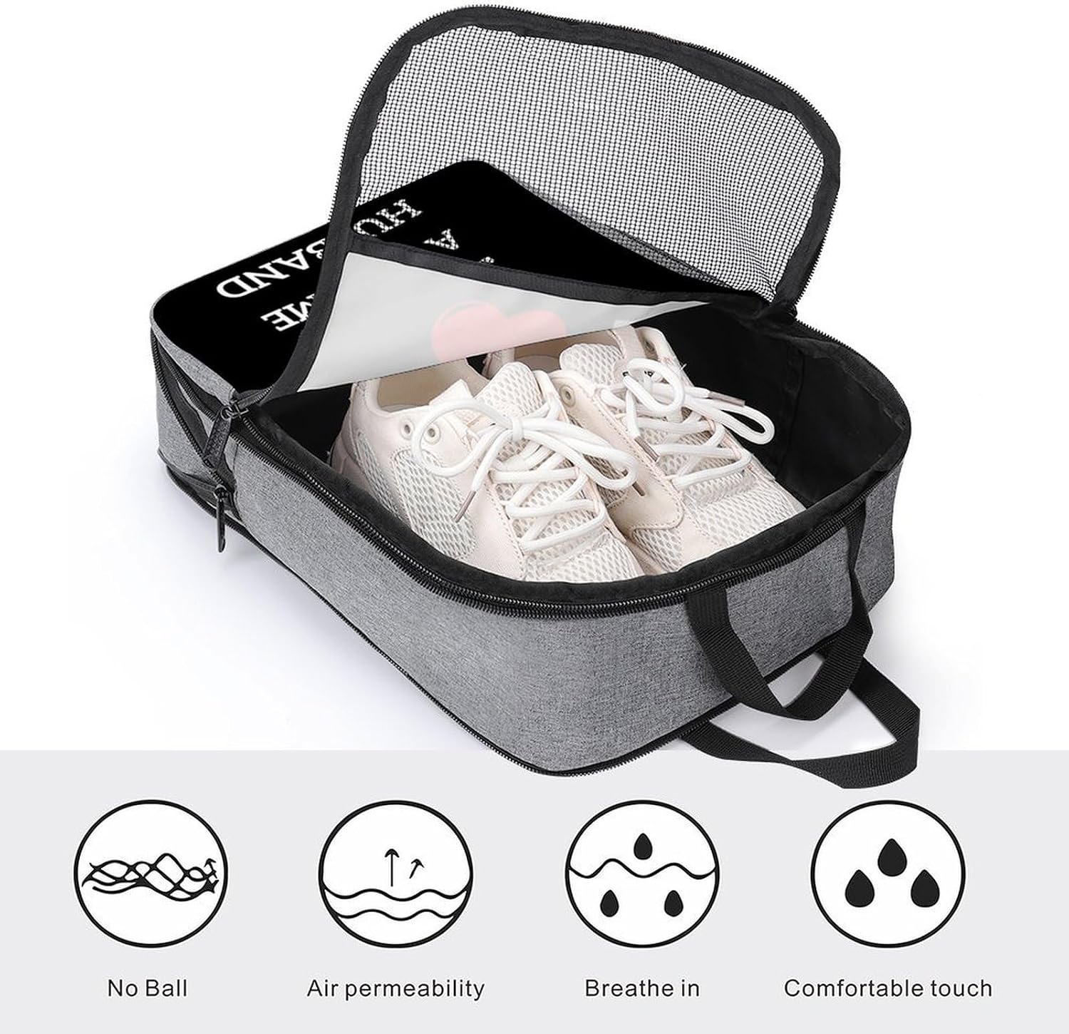 I Love My Awesome Husband Large Shoe Bags for Packing with Clear Window Storage Bag for Men Women Travel