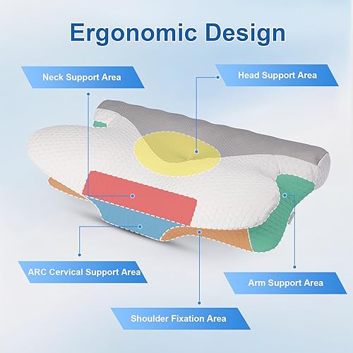 Miniatura 2 de Almohada cervical para dormir de lado y de espalda, almohadas cervicales de espuma viscoelástica para aliviar el dolor de cuello, almohada